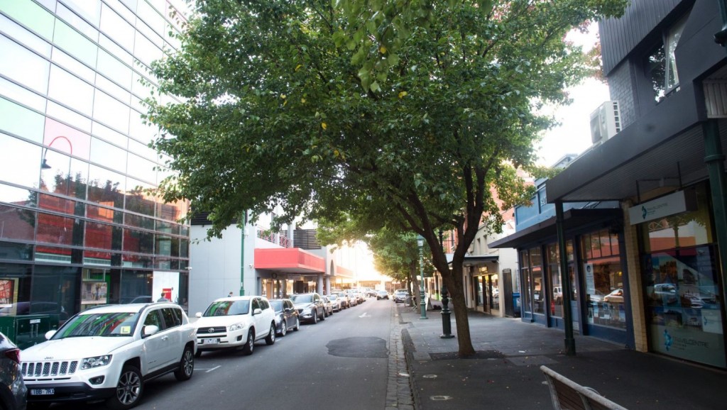 Bath Lane, in central Bendigo, is a mix of cafes, retail – and the Bendigo Bank. Head office is seen left. Photo: Darren Howe