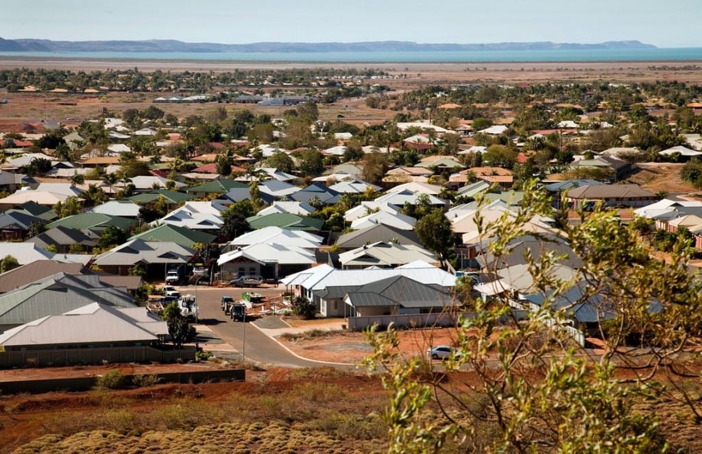 Homes in Karratha, where property prices have fallen 65% in the past five years. Photograph: Bloomberg via Getty Images